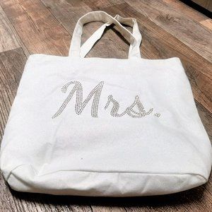 Mrs. White Glittered Tote Bag